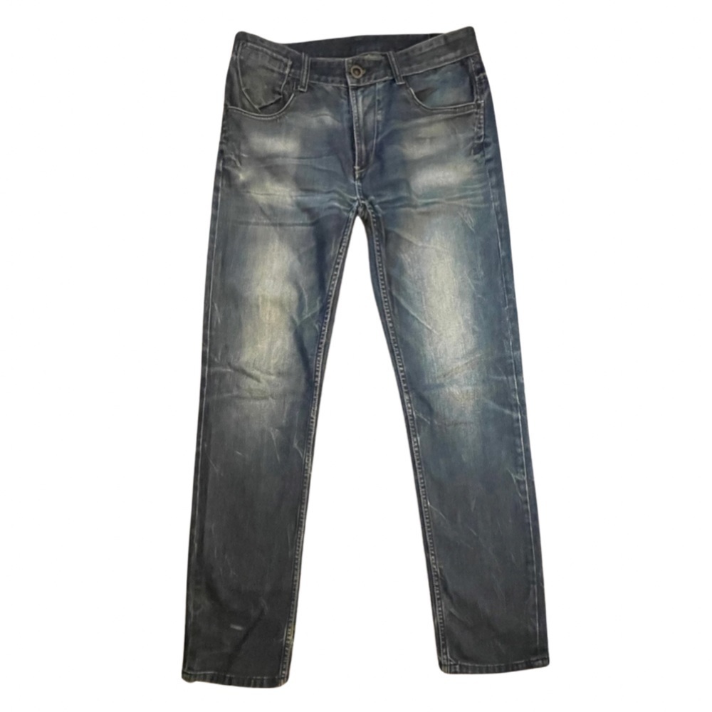 𝅺SOLO Jeans Intelligence Blue Stonewashed Straight Leg Jeans for Men Size 30.
